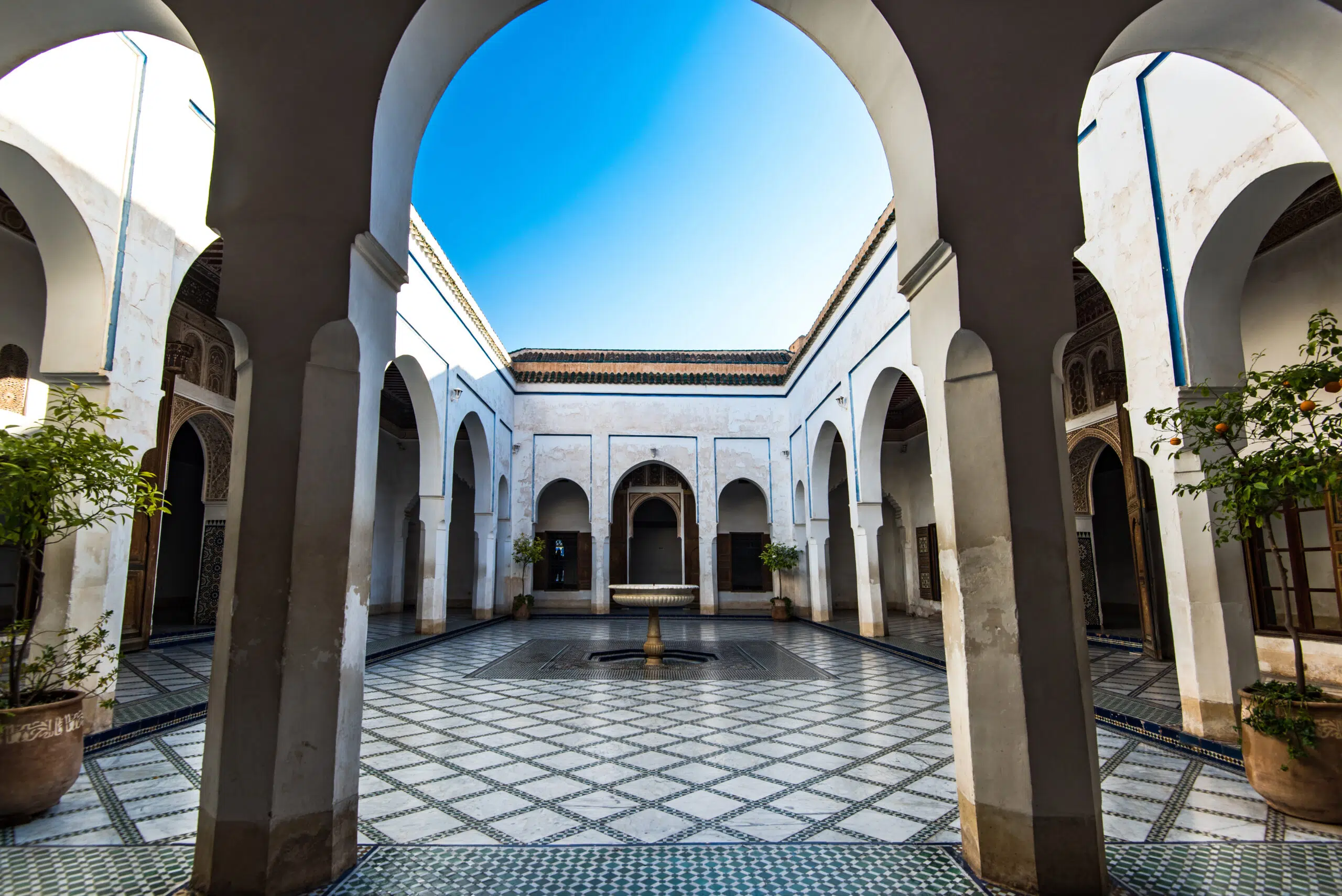 Courtyard with fountain, Bahia Palace,Morocco.